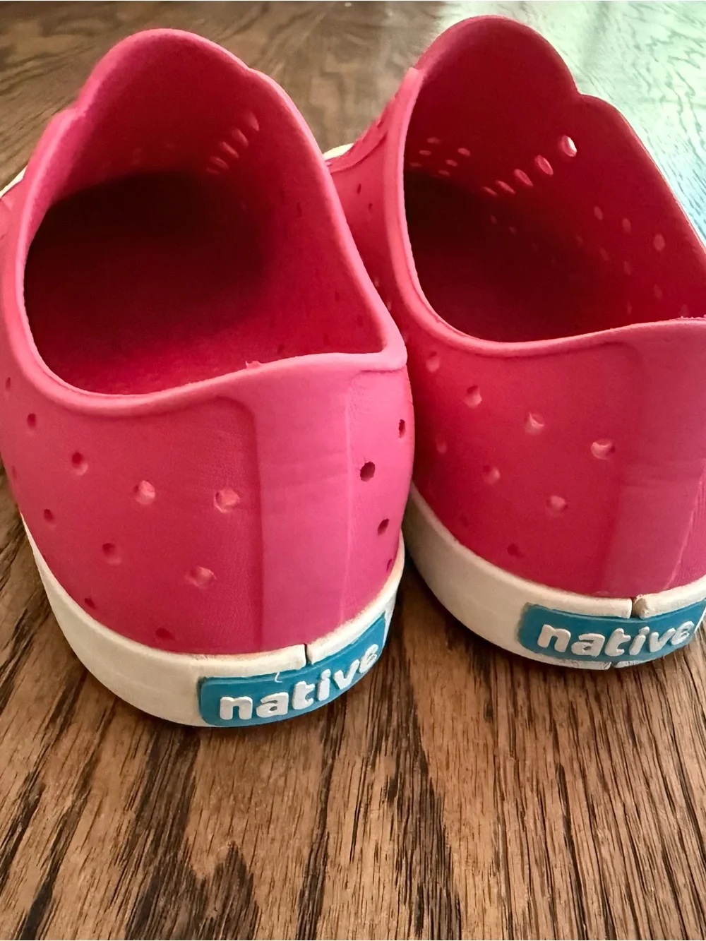 Native Kids Slip-On Water Shoes in Hot Pink with White Toe Cap